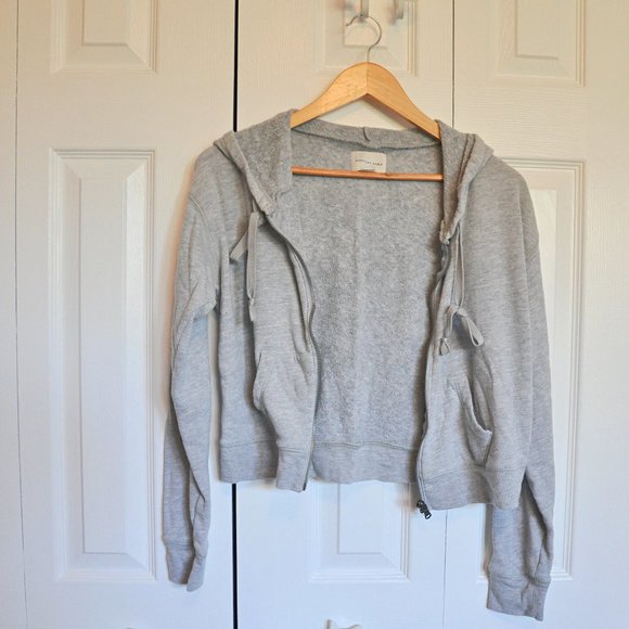 AMERICAN EAGLE Grey Cropped Zip-Up Hoodie - Picture 1 of 3